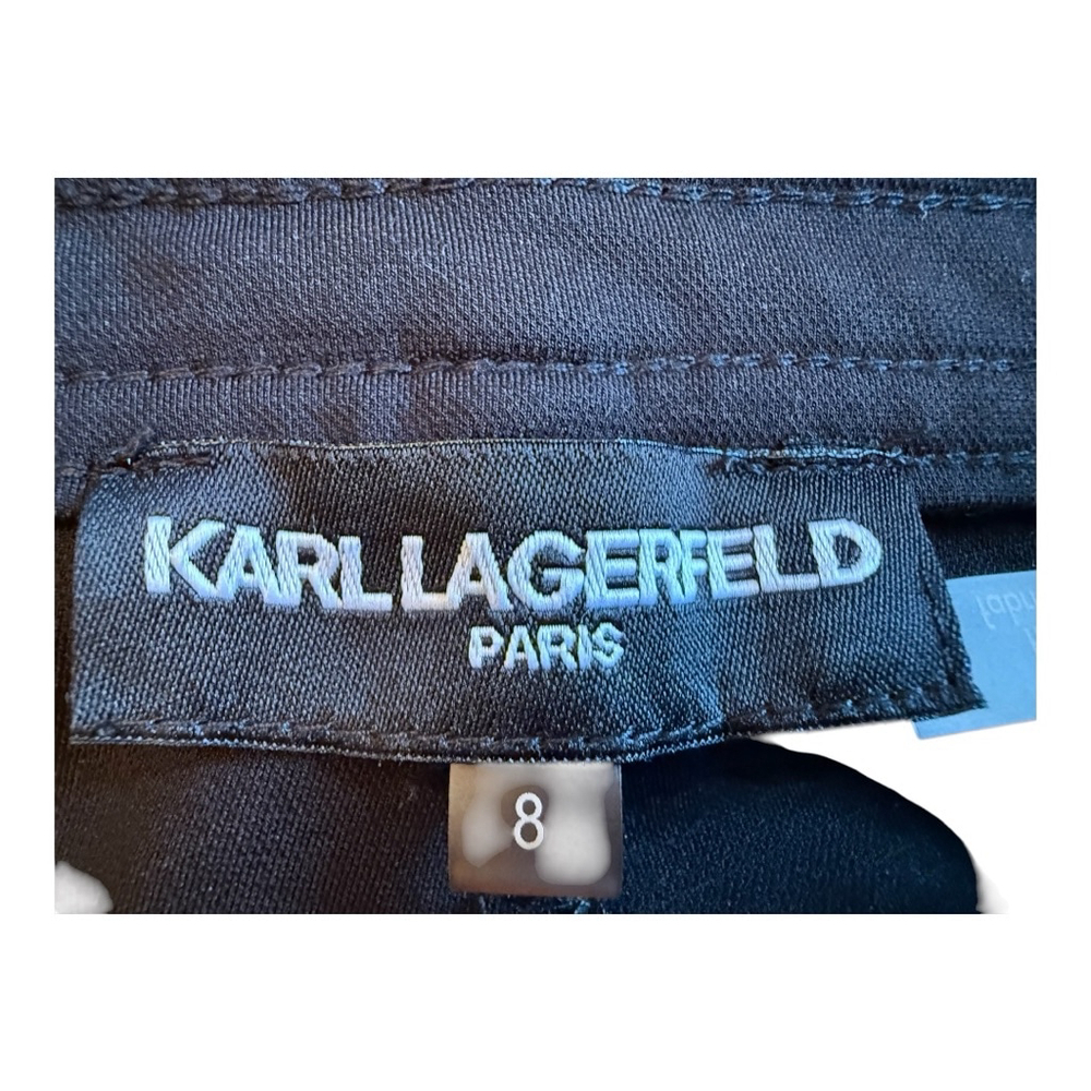 Karl Lagerfeld Paris Women's High Waisted Button Fly Black Ankle Pants 8 - Picture 3 of 11